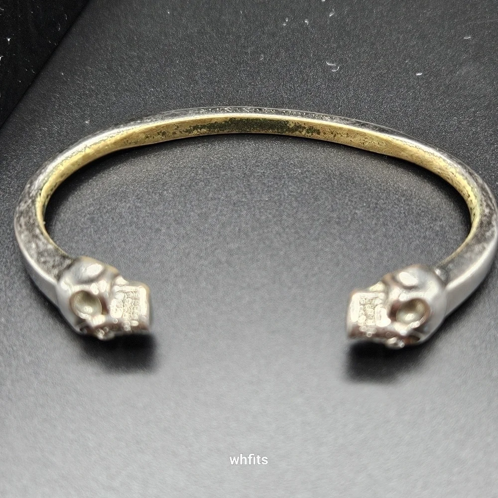 Alexander McQueen Double Skull Vintage Metal Bangle - Picture 3 of 5